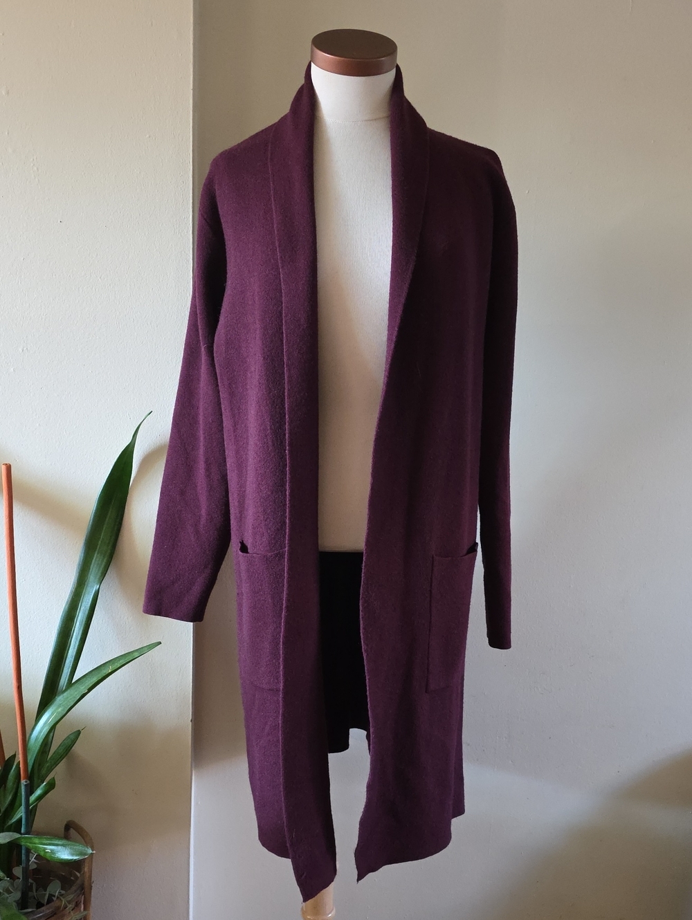 Unbranded Knit Open Front Cardigan Sweater Coat - Mauve - L (PTP